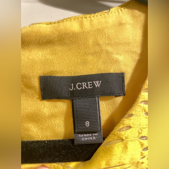 J. Crew Yellow Eyelet Sleeveless Mini Dress Size 8 - Picture 3 of 3